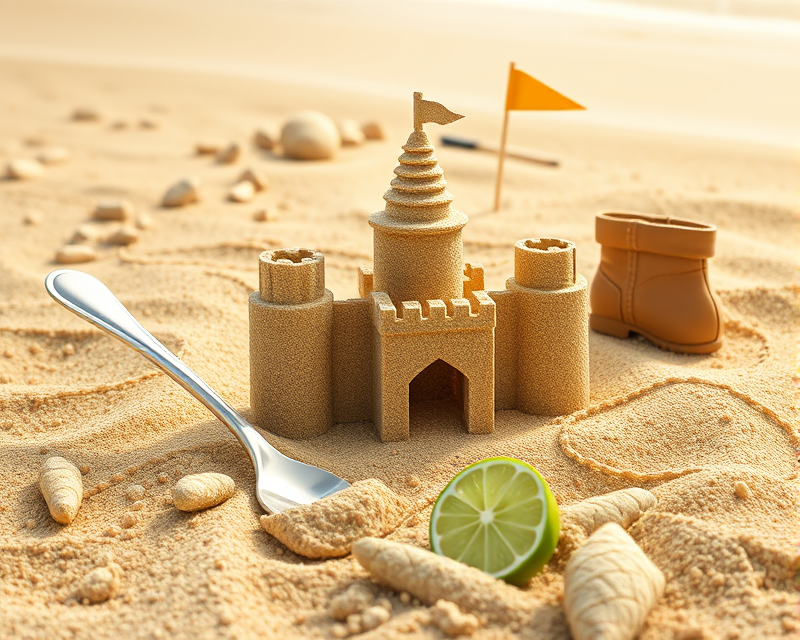 sandcastle, spoon, lime, ice cream, boot